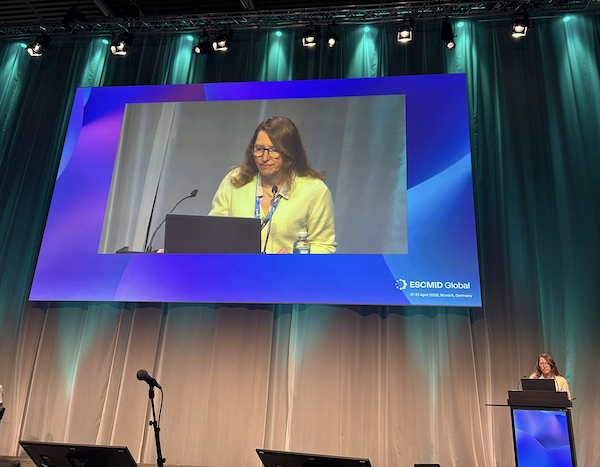 Jenny at the podium about to give a talk